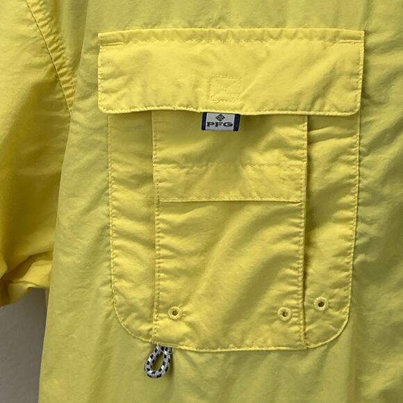Columbia PFG Omni-Shade Bahama Button Front Shirt Fishing Vented Yellow M Medium - Picture 7 of 12